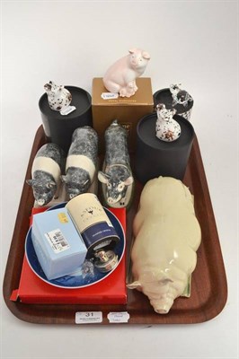 Lot 31 - A collection of pig ornaments and prints including Rye, etc