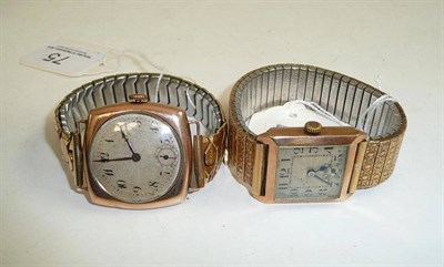 Lot 75 - Two 9ct gold gentlemen's watches with later gilt straps