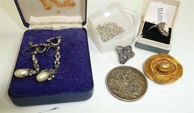 Lot 76 - Victorian crown, sterling necklaces, rings and earrings etc