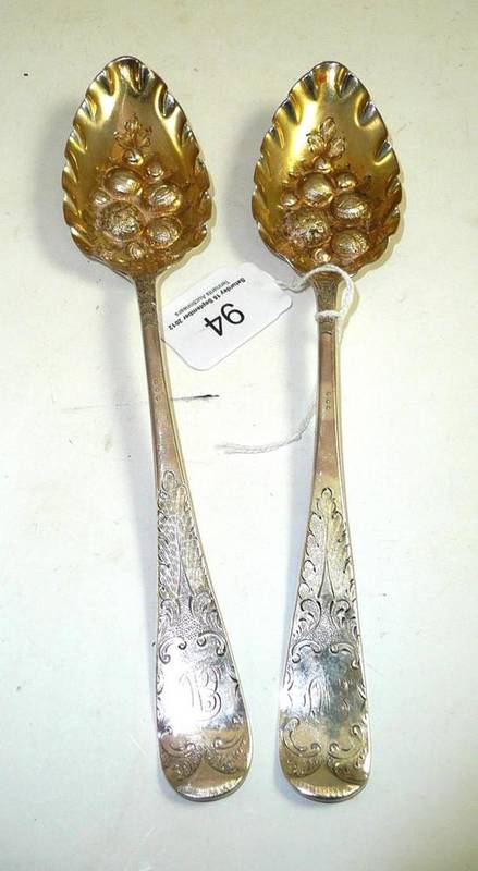 Lot 94 - A pair of silver berry spoons