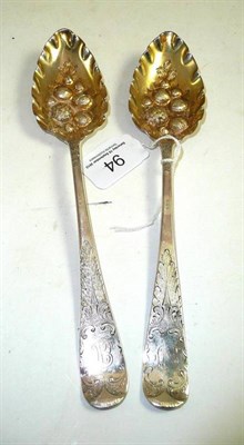 Lot 94 - A pair of silver berry spoons