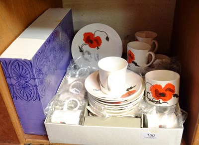 Lot 150 - A Wedgwood Susie Cooper 'Corn Poppy' coffee set, and a tea set boxed