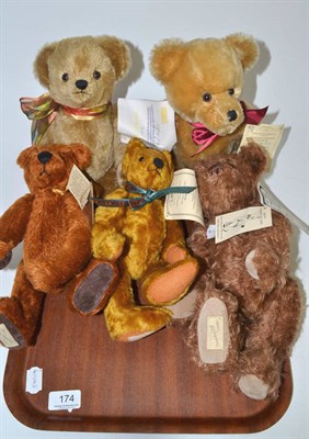 Lot 174 - Five modern Dean's Rag Book limited edition teddy bears including Monmouth Bear, Dai Davies,...