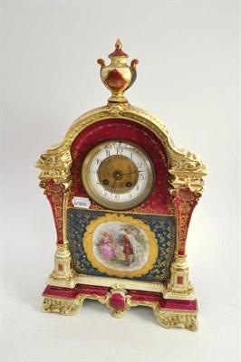 Lot 182 - A Vienna porcelain mantel clock, no pendulum