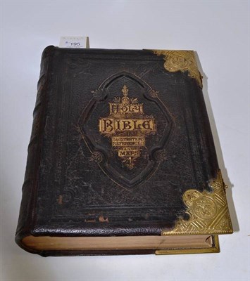 Lot 195 - Large Holy Bible, colour illustrated with brass corners and clasps
