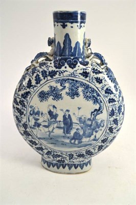 Lot 199 - A Chinese blue and white moon flask, damage to neck