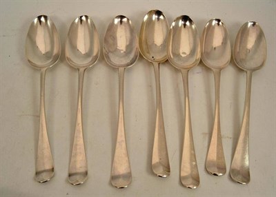 Lot 205 - Severn 18th century Hanoverian pattern silver tablespoons, various marks