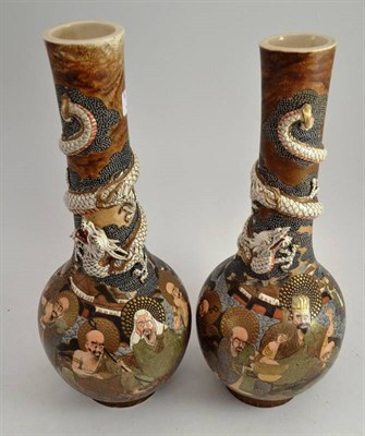 Lot 208 - Pair of Japanese Satsuma pottery vases