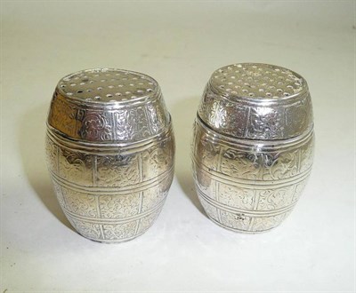 Lot 246 - Two drum shaped pepperettes