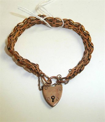 Lot 252 - A fancy gate bracelet with heart-shaped padlock