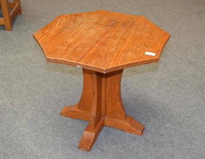 Lot 873 - A Wilf  "Squirrelman " Hutchinson Oak Octagonal Coffee Table, on a cruciform base, with carved...