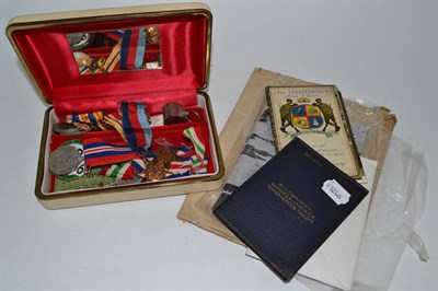 Lot 263 - Second World War medals, costume jewellery, postcards, etc