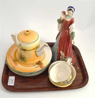 Lot 273 - Royal Doulton six tea plates, sugar bowl, milk jug, tea pot - all decorated with coach and...
