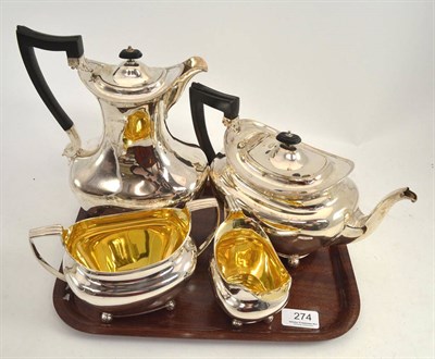 Lot 274 - Four piece silver tea set