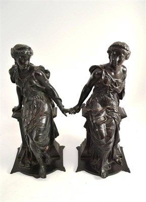 Lot 275 - Two bronze figures of ladies signed Peiller