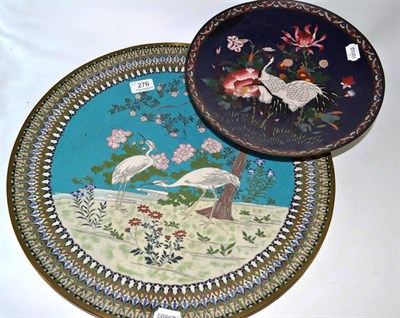 Lot 276 - A large cloisonne dish decorated with stalks and another smaller