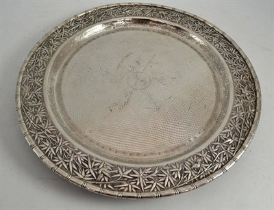 Lot 277 - Chinese white metal plate decorated with bamboo