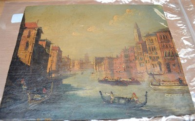 Lot 287 - The Grand Canal, Venice, a small 19th century oil on canvas, unframed