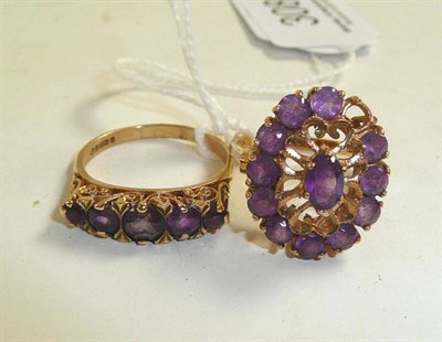 Lot 308 - Two 9ct gold amethyst set rings