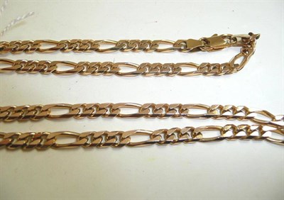 Lot 314 - A 9ct gold figaro bracelet and necklet