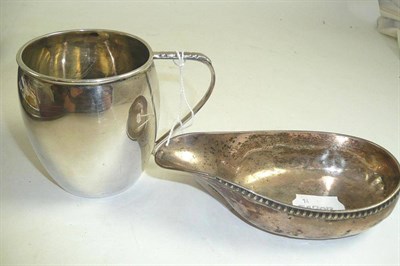 Lot 323 - Walker & Hall silver christening can and a Georgian silver pap boat (2)