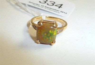 Lot 334 - An 18ct gold opal and diamond ring