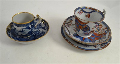 Lot 355 - Chinese blue and white cup and saucer late Spode, new stone china Garret and Copelands trio,...