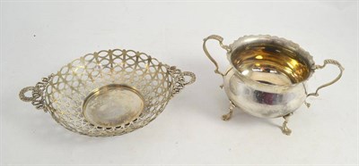 Lot 362 - Silver sugar basin and a silver pierced dish