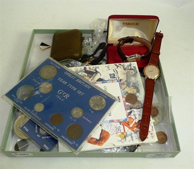 Lot 367 - A collection of watches including 'Oris', fountain pens, coins, etc