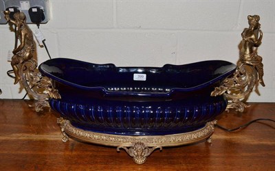 Lot 399 - A Continental cobalt blue porcelain jardiniere with classical style bronze mounts