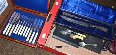 Lot 411 - Quantity of assorted flat ware, silver butter knife, berry spoons etc