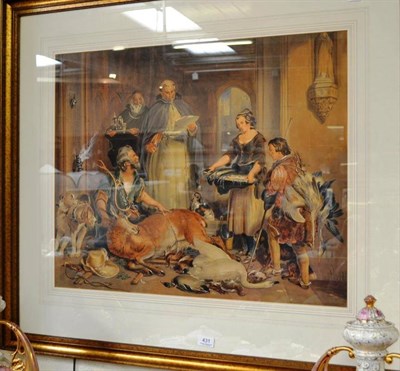 Lot 431 - Watercolour after Sir Edwin Landseer 'Bolton Abbey in the Olden Time'