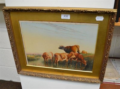 Lot 438 - Frederick Valter, cattle and sheep in a landscape, bearing a false signature for Thomas Sidney...