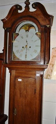 Lot 478 - Oak longcase clock with painted dial