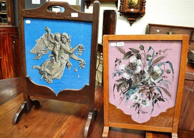 Lot 513 - Two fire screens with beadwork panels