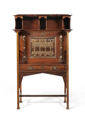 Lot 899 - An Art Nouveau Shapland & Petter Ltd of Barnstable Mahogany Writing Bureau, the top section...