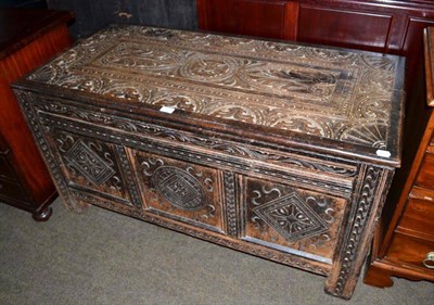 Lot 534 - A 17th century and later carved oak chest