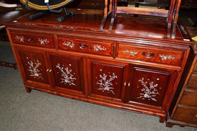 Lot 540 - An Eastern hardwood sideboard with inlaid mother of pearl decoration