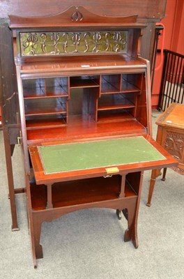 Lot 901 - A Shapland & Petter Ltd of Barnstable Art Nouveau Mahogany Bureau, with raised upstand inset with a