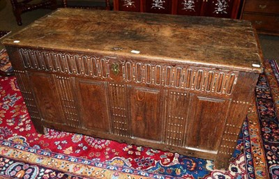 Lot 545 - 17th century oak boarded chest with lid