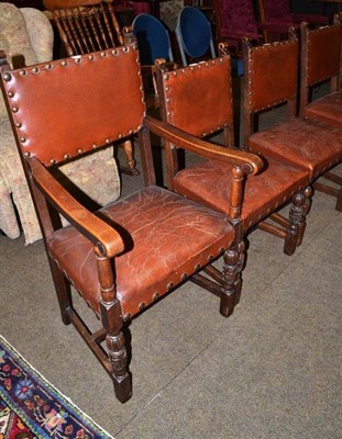 Lot 557 - Set of six oak dining chairs