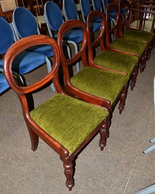 Lot 563 - Five mahogany balloon back Victorian dining chairs