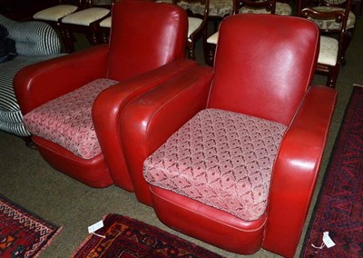 Lot 575 - Pair of red 1930's armchairs