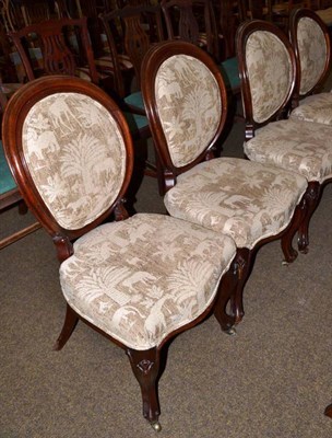 Lot 578 - A set of six Victorian mahogany dining chairs with modern cream upholstery