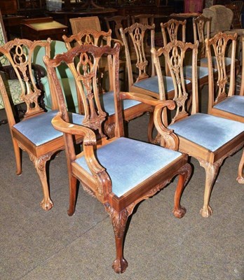 Lot 580 - Ten modern Chippendale-style chairs (including two carvers)