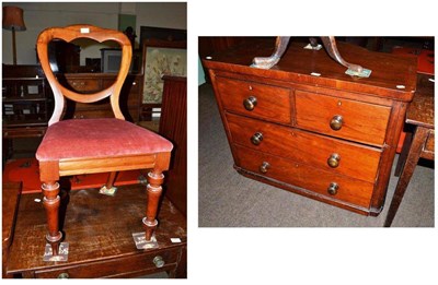 Lot 589 - A 19th century mahogany chest of drawers and a Victorian balloon back dining chair (2)