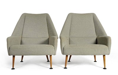 Lot 914 - A Pair of Heron Lounge Chairs, designed by Ernest Race for Race Furniture Limited, upholstered...