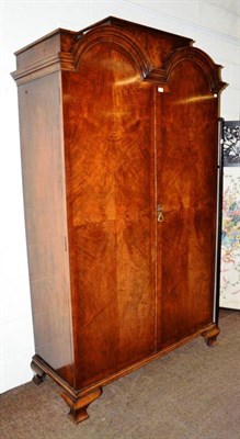 Lot 619 - A walnut Waring & Gillows double wardrobe in an 18th century style, Waring & Gillows label...