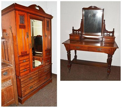 Lot 621 - Edwardian wardrobe and a dressing table