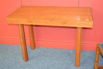 Lot 916 - A Modern Satin Birch Side Table, with green stained stringing, with two drawers, on four...